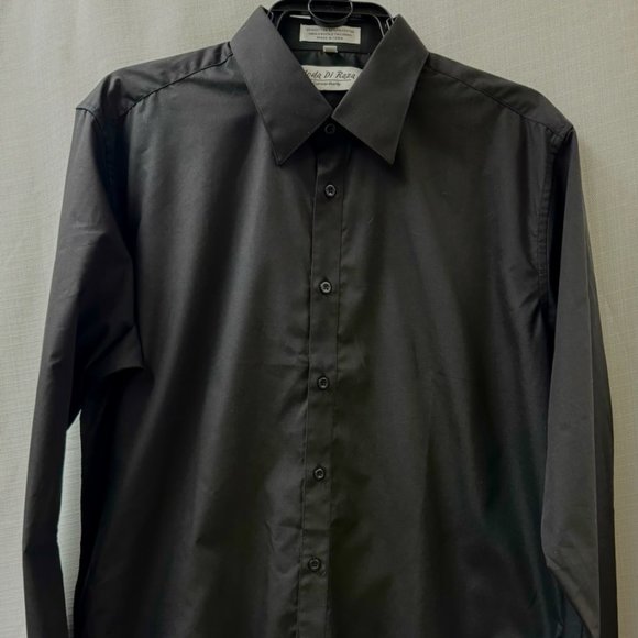 Moda Di Raza Black Button Down Long Sleeve Men's Dress Shirt 17 -1/2 , 36/37 - Picture 1 of 3